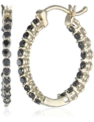 10k Gold Black Diamond Hoop Earrings (1 cttw)