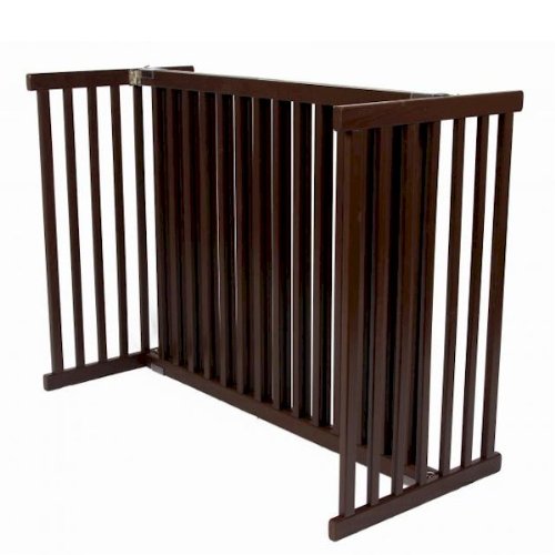 Freestanding Pet Gate 30 Inch Large Mahogany