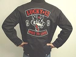 Lucky 13 Born to Lose Big Bad Wolf Tattoo Black Lined Chino Jacket