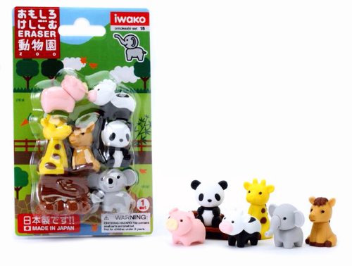 Iwako Japanese Puzzle Take Apart Erasers Zoo Animals Set of 7