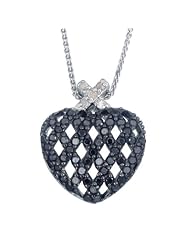 0.85 CT Black Diamond Pendant in Sterling Silver