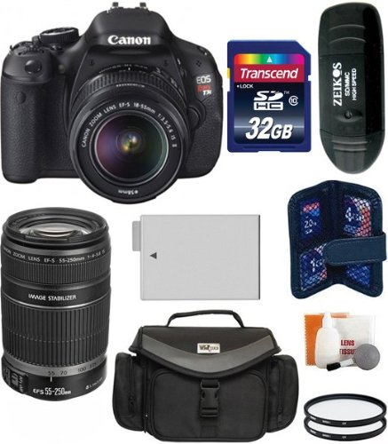 Best Canon EOS Rebel T3i Digital Camera SLR Kit With Canon EF-S 18-55mm IS II + Canon 55-250mm