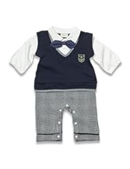 Apparel: Little Youngster Baby Boys Infant Long Sleeve Polo Romper, Fitted Sleeves (3-6M, Navy)