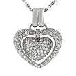 Sterling Silver CZ Heart within a Heart Necklace
