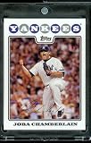 2008 Topps # 596 Joba Chamberlain - New York Yankees - MLB Baseball Trading Card in a Protective Screw Down Display Case