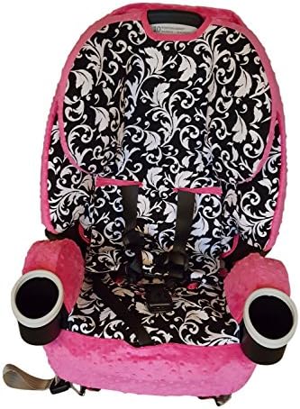 4Ever Carseat, Infant Car Seat Cover, Baby Car Seat Cover, Slip Cover-Black and White Swirl & Hot Pink Minky!