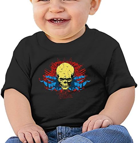 6-24M Baby Infant Skull With Red Rose And Big Claws Short-sleeve Tee Black