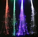 6-pack Light-up Fiber Optic Led Hair Lights (14" Strands) - Multicolor Flashing Barette - Rainbow Colors (Alternating Multicolors) - Rave Party Hair Accessories