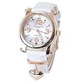 Alessandra Olla アレッサンドラオーラ ハートチャーム本皮ベルトウオッチ ホワイト