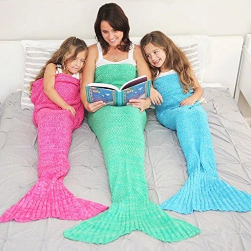 71''x35.5''/56''x28''/35.5''x29'' Knitted Mermaid Tail Blanket For Adults and Kids