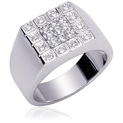 Executive Choice: Sterling Silver Ring for Men with CZ Diamonds