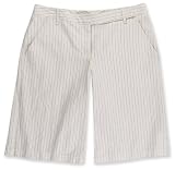 STRIPE COTTON/LINEN BERMUDA SHORTS