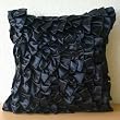 Vintage Black - Throw Pillow Covers - Satin Pillow Cover with Satin Ruffles