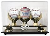 Alex Rodriguez, Robinson Cano Autographed Baseballs and Yankees Cut Stone Baseball with 3 Ball Display Case