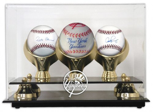 Alex Rodriguez, Robinson Cano Autographed Baseballs and Yankees Cut Stone Baseball with 3 Ball Display Case