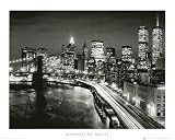 Manhattan Night New York City Art Poster Print, 16" X 20"