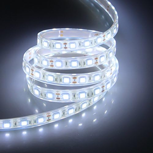iShining 16.4Ft 5M Cool White SMD5050 300LEDs Outdoor IP68 WaterProof Underwater Aquarium LED Tape Submersible LED Strip light + DC Connector +12V 5A Power Supply (Cool White)