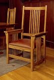 Review C F Oakton  / Mission Solid Oak Grand Dining Arm Chair with Burgundy Leather Uphostered Seat - 2-pack