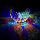 from TW Solar Powered Glass Light Garden Outdoor Decorative Tea Lantern Lighting with Green, Red, Yellow, Purple & Orange Mosaic
