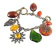 Bracelet - Assorted Beads and Sun Charm - Charm Style ~ Antique Gold Tone (FB79)