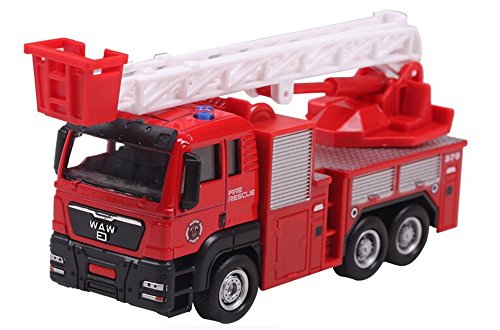 Kids Construction Vehicle Model Truck Alloy Metal Fire Truck 1:55 Scale (Fire Ladder)