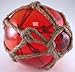 Red Japanese Glass Fishing Floats Fish Net Buoys Tiki Decor