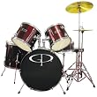 GP Percussion 5-pc. Complete Drum Set - Wine Red