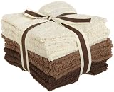Ashley Mills 6202BR Wash Cloth Set, Brown/Ivory