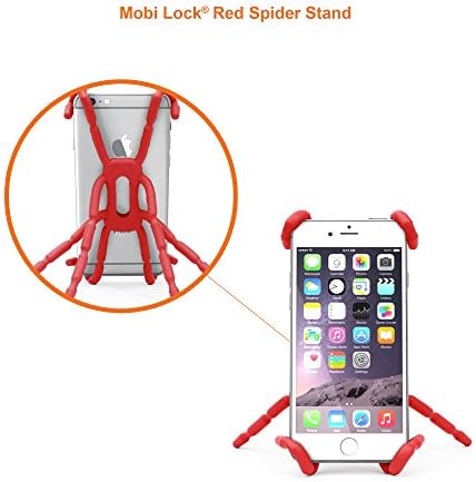 Mobi Lock Universal, Multi-Function, Portable Spider Holder with Flexible Grip for Smartphones and Tablets in Red