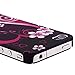 Snap-on Rubber Coated Case compatible with Apple iPhone 4 / 4S, Dark Purple Heart with Flower Rear
