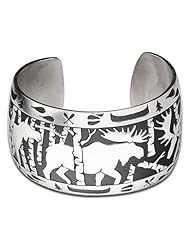 Sterling Silver Moose Western Range and Wilderness Bracelet. Made in USA.