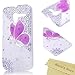 Mavis's Diary for Motorala Moto X Phone 3D Handmade Crystal Butterfly Bling Diamond Hard Cover White Case with Soft Clean Cloth - Purple