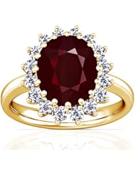 14K Yellow Gold Cushion Cut Ruby Ring With Sidestones (GIA Certificate)