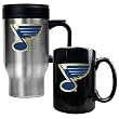 St. Louis Blues NHL Stainless Steel Travel Mug & Black Ceramic Mug Set - Primary Logo by Great American Products