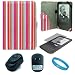 Pink Colored Stripes Pattern Design Protective Portfolio Nylon Carrying Case Cover for Amazon Kindle 3rd Generation Wireless Reading Device 3G Wi-Fi 6 inch LCD Display + Clear Screen Protector Guard for Kindle 3 Wifi + USB Travel Home Charger + SumacLife TM Wisdom Courage Wristband