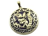 Lavender Jade Dragon's Fury Pendant with Greek Key Bezel, 14k Gold