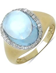 7.93 Carat Genuine Sky Blue Topaz and 0.17 ct. t.w. Carat Genuine Diamond Accents 14k Gold Plated Silver Ring