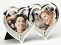 Walther TM066S Twin heart Miniportraitrahmen mit Strassteinchen, 2 x 6 x 6 cm silber