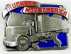 Truckers Move America Enamel Pewter Belt Buckle