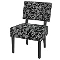Floral Pattern Armless Chair - Black/ White