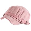 New Herringbone Tweed Military Cadet Cap Hat Pink - Small / Medium