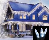 cool outdoor furniture-Set of 70 LED Cool White Clear M5 Mini Icicle Christmas Lights - Green Wire On Sale