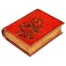 EXP Handmade Tibetan Leather Bound Hidden Treasure Box In Book Style With Golden Birds