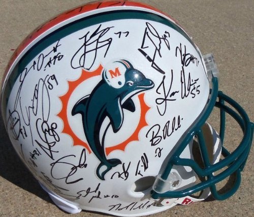 2011 MIAMI DOLPHINS TEAM SIGNED AUTOGRAPHED FULL SIZE HELMET HENNE BUSH COA + HOLOGRAM