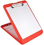 Saunders SlimMate Plastic Storage Clipboard, 00579, Letter Size (8.5 inch x 12 inch), Orange