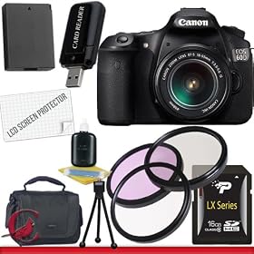 Canon EOS 60D 18 MP CMOS Digital SLR Camera w/ EF-S 18-55mm f/3.5-5.6 IS Lens 16GB Package
