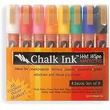 Chalk Ink 6mm Classic Wet Wipe Markers, 8-Pack