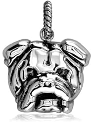 Large Bulldog Charm with Black # 3797 in 10k,14k,18k White,Yellow,Rose (Pink) Gold