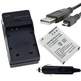 Nikon EN-EL12 Lithium-Ion Battery + Battery Charger + USB Data Cable with Car Adapter for Nikon CoolPix S1000pj / S620 / S630 / S640 / S70 / S710 Digital Camera