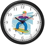 Boy Skateboarding or Skate Boarding Theme Wall Clock by WatchBuddy Timepieces (Hunter Green Frame)